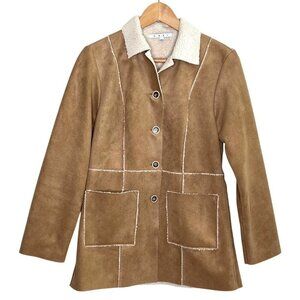 CAbi Faux Suede Shearling Jacket Camel Tan XS Style 932